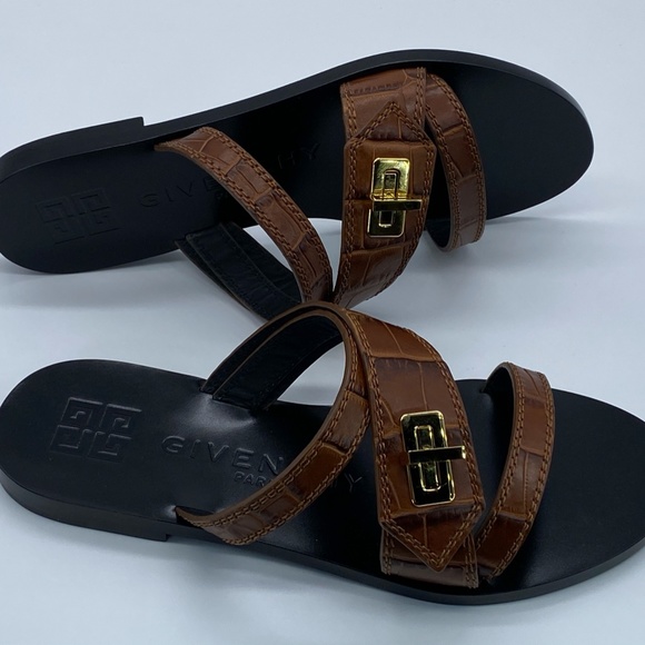 Givenchy Eden Croc-Embossed Leather Slides - Picture 7 of 9